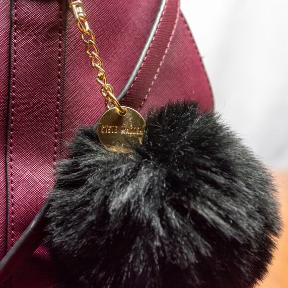 Large Purse STEVE MADDEN Maroon Top Handle Crossbody Satchel Designer Bag - Picture 4 of 8